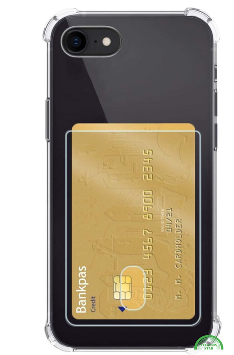 Bumper Hoesje iPhone SE 2022 met Kaartvak &ndash; Helder, Sterk &amp; Functioneel