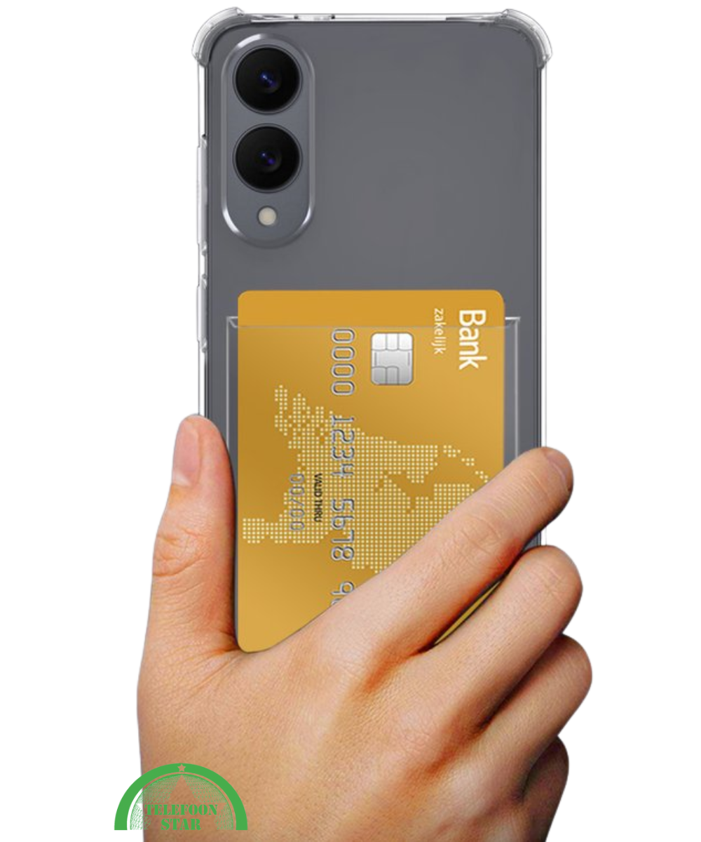 Transparant Hoesje voor Samsung S25 Edge met Kaarthouder, Praktisch, Slank & Schokbestendig