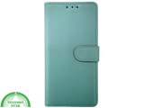 iPhone 15 Bookcase Hoesje Groen &ndash; Leren Case met Pasjeshouder