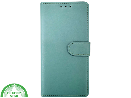 iPhone 15 Plus Bookcase Hoesje Groen &ndash; Leren Case met Pasjeshouder