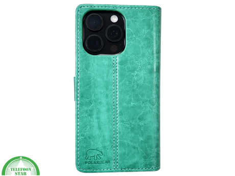 iPhone 16 Pro Bookcase Hoesje &ndash; Turquoise Vintage Look