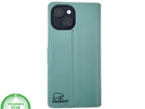 iPhone 15 Bookcase Hoesje Groen &ndash; Leren Case met Pasjeshouder