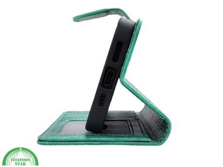 iPhone 16 Pro Bookcase Hoesje &ndash; Turquoise Vintage Look