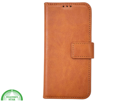 iPhone 16 Pro Max Insteekhoesje Lichtbruin &ndash; Stijlvolle Leren Look met Open Bovenkant