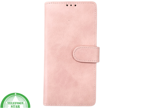 iPhone 15 Plus Hoesje Roze &ndash; Bookcase met Pasjeshouder en Leren Look