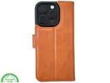 iPhone 16 Pro Max Insteekhoesje Lichtbruin &ndash; Stijlvolle Leren Look met Open Bovenkant
