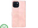 iPhone 15 Plus Hoesje Roze &ndash; Bookcase met Pasjeshouder en Leren Look