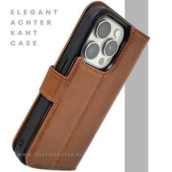 iPhone 15 Pro 2-in-1 Bookcase Hoesje Bruin &ndash; Magnetisch &amp; Stijlvol | Telefoonstar
