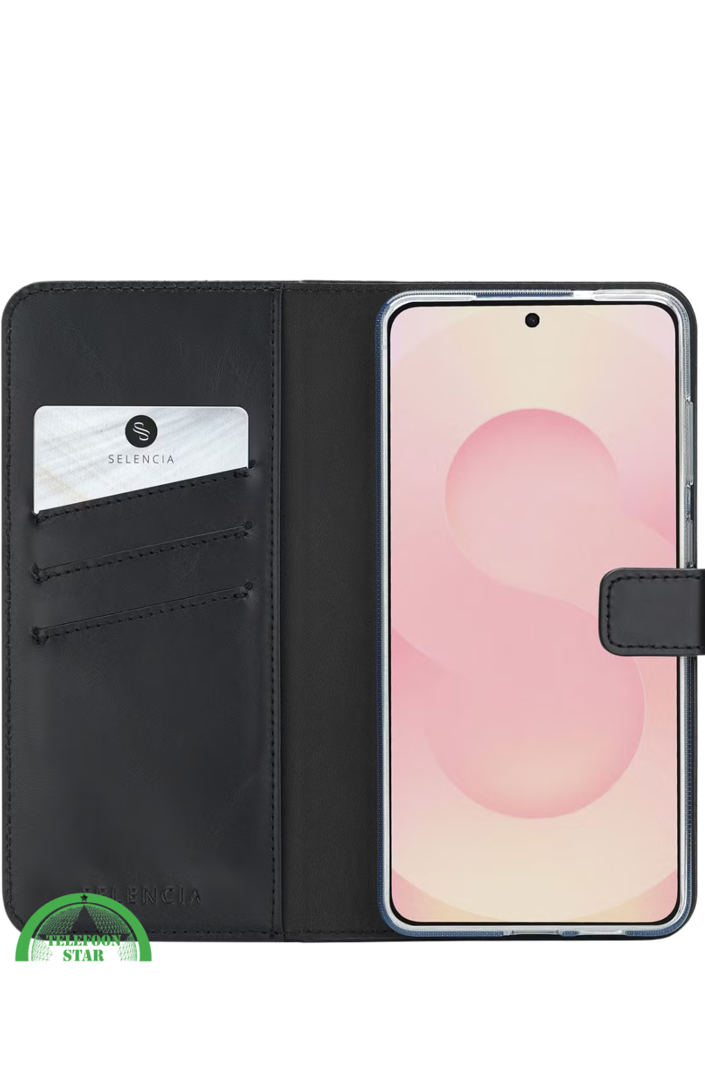 Bookcase Hoesje voor iPhone 17 Zwart &ndash; Stijlvol, Veilig &amp; Handig in Gebruik en Luxe Bescherming &amp; Kaartvakken | Telefoonstar