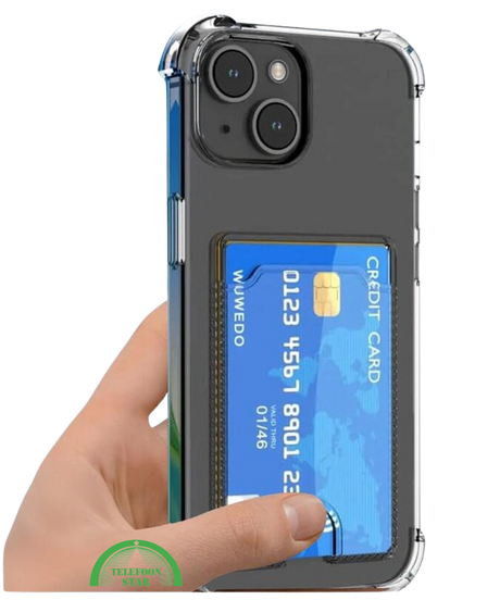 Transparant Shockproof Hoesje voor iPhone 15 met Kaarthouder &ndash; Praktisch &amp; Supersterk