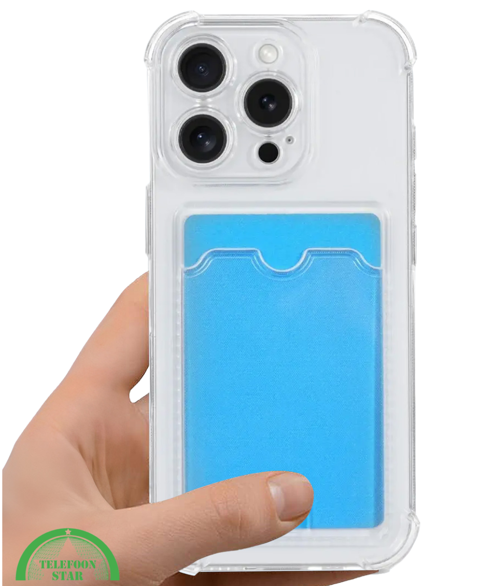 Hoesje voor iPhone 13 Pro Transparant met Kaartvak, Shockproof, Sterk &amp; Silicone