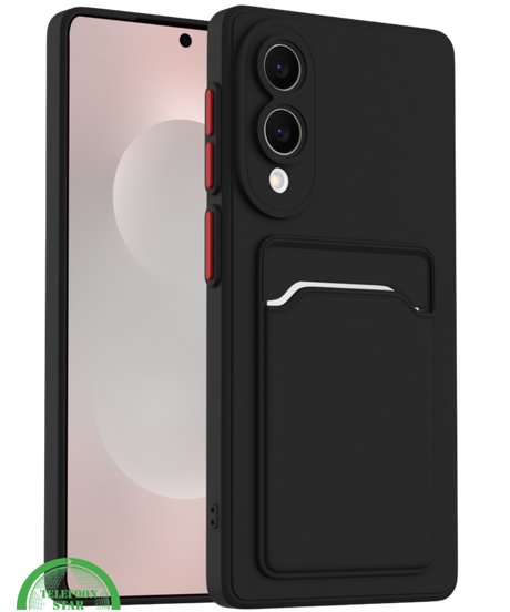 Zwart Transparant Hoesje voor Samsung S25 Edge met Kaarthouder, Praktisch, Slank & Schokbestendig