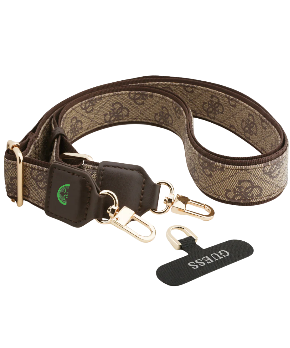 Hoesje voor iPhone 17 Pro Bruin Guess afneembare schouder- en polsband