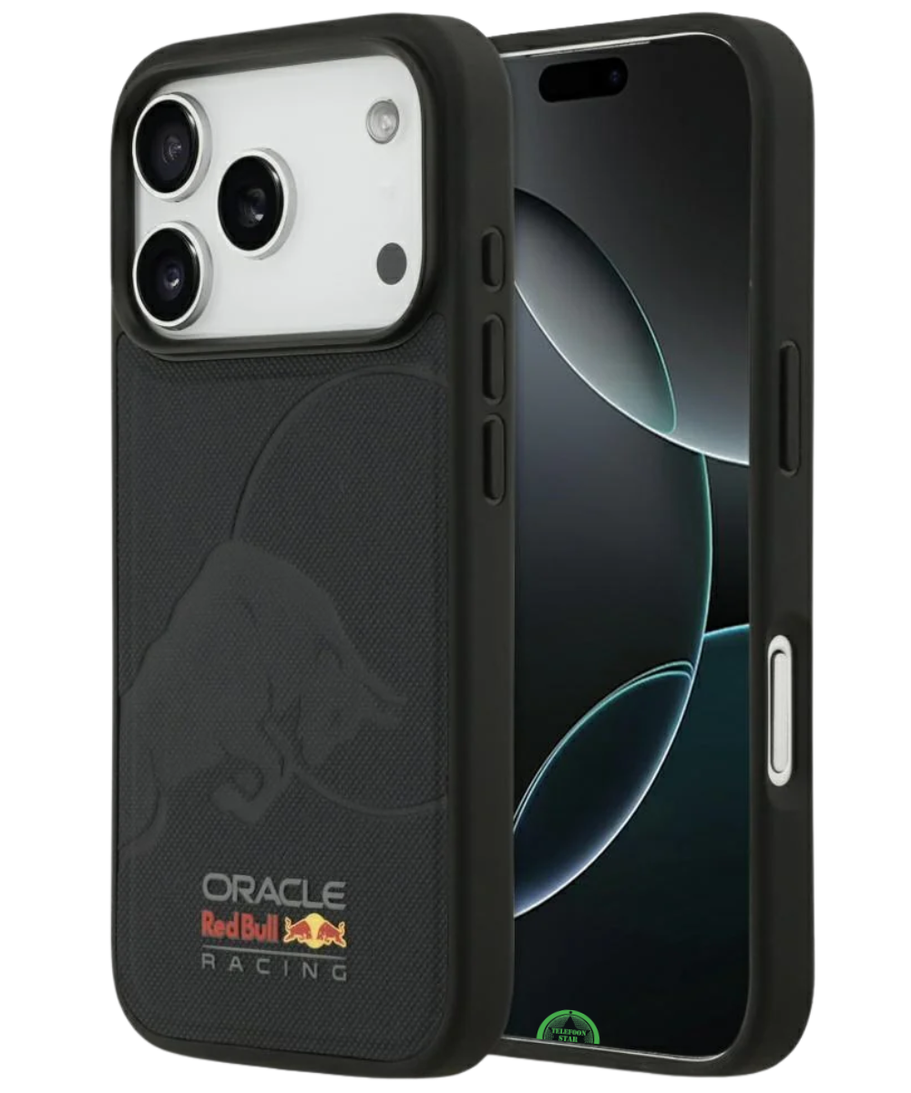 Hoesje voor iPhone 17 Pro Zwart met Sportieve carbon look achterkant