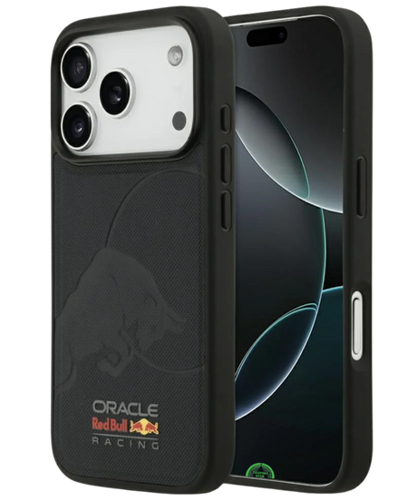 Hoesje voor iPhone 17 Pro Zwart met Sportieve carbon look achterkant