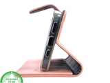 iPhone 15 Hoesje Roze &ndash; Bookcase met Pasjeshouder en Leren Look