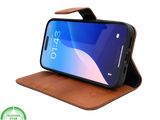 iPhone 16 Pro Max Insteekhoesje Lichtbruin &ndash; Stijlvolle Leren Look met Open Bovenkant