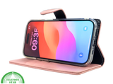 iPhone 15 Hoesje Roze &ndash; Bookcase met Pasjeshouder en Leren Look