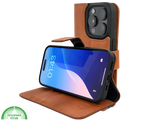 iPhone 16 Pro Max Insteekhoesje Lichtbruin &ndash; Stijlvolle Leren Look met Open Bovenkant