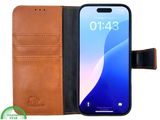 iPhone 16 Pro Max Insteekhoesje Lichtbruin &ndash; Stijlvolle Leren Look met Open Bovenkant