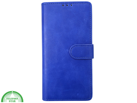 iPhone 16 Pro Bookcase Hoesje Blauw &ndash; Leren Look met Magnetische Sluiting