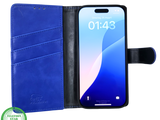 iPhone 16 Pro Bookcase Hoesje Blauw &ndash; Leren Look met Magnetische Sluiting
