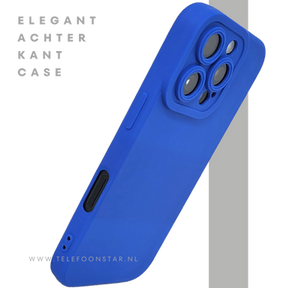 iPhone 16 Pro Blauw Hoesje Mat Design Met Verhoogde Camerabescherming