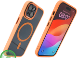 iPhone 15 MagSafe Hoesje Oranje-Zwart &ndash; Sportieve Look met Magnetische MagSafe Ring