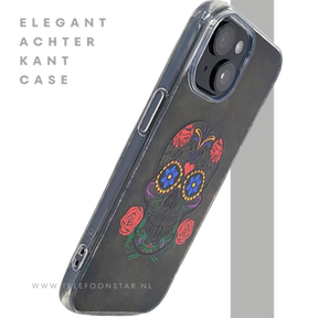 iPhone 15 Hoesje &ndash; Sugar Skull Design | Transparant, Kleurrijk &amp; Uniek