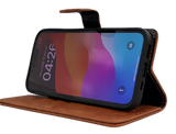 Luxe Boek iPhone 16E (2025)Licht bruin Leerlook Wallet Case