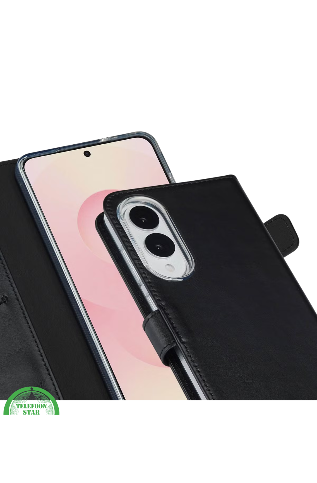 Bookcase Hoesje voor iPhone 17 Zwart &ndash; Stijlvol, Veilig &amp; Handig in Gebruik en Luxe Bescherming &amp; Kaartvakken | Telefoonstar