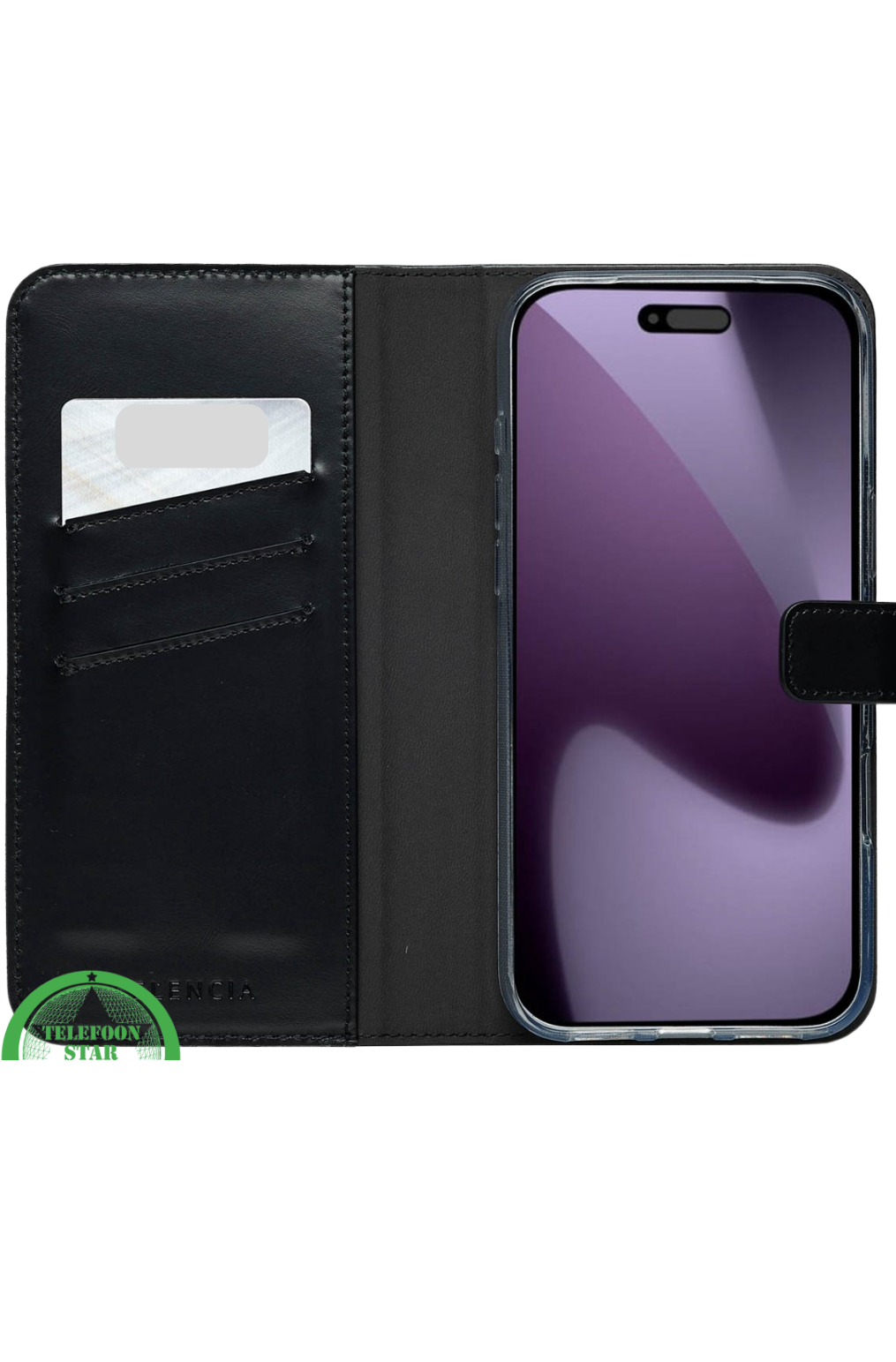 Zwarte bookcase Hoesje voor iPhone 17 Pro &ndash; Veilig &amp; Praktisch en Kaartvakken | Telefoonstar