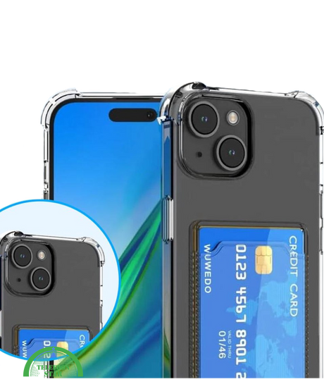 Transparant Shockproof Hoesje voor iPhone 14 met Kaarthouder Praktisch