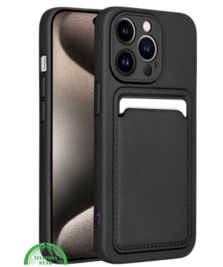 Zwart Hoesje voor iPhone 13 Pro Transparant met Kaartvak, Shockproof, Sterk & Silicone