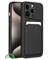 Zwart Hoesje voor iPhone 15 Pro Transparant met Kaartvak, Shockproof, Sterk &amp; Handig Ontwerp