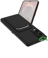 Zwart Transparant Hoesje voor Samsung S25 Edge met Kaarthouder, Praktisch, Slank & Schokbestendig