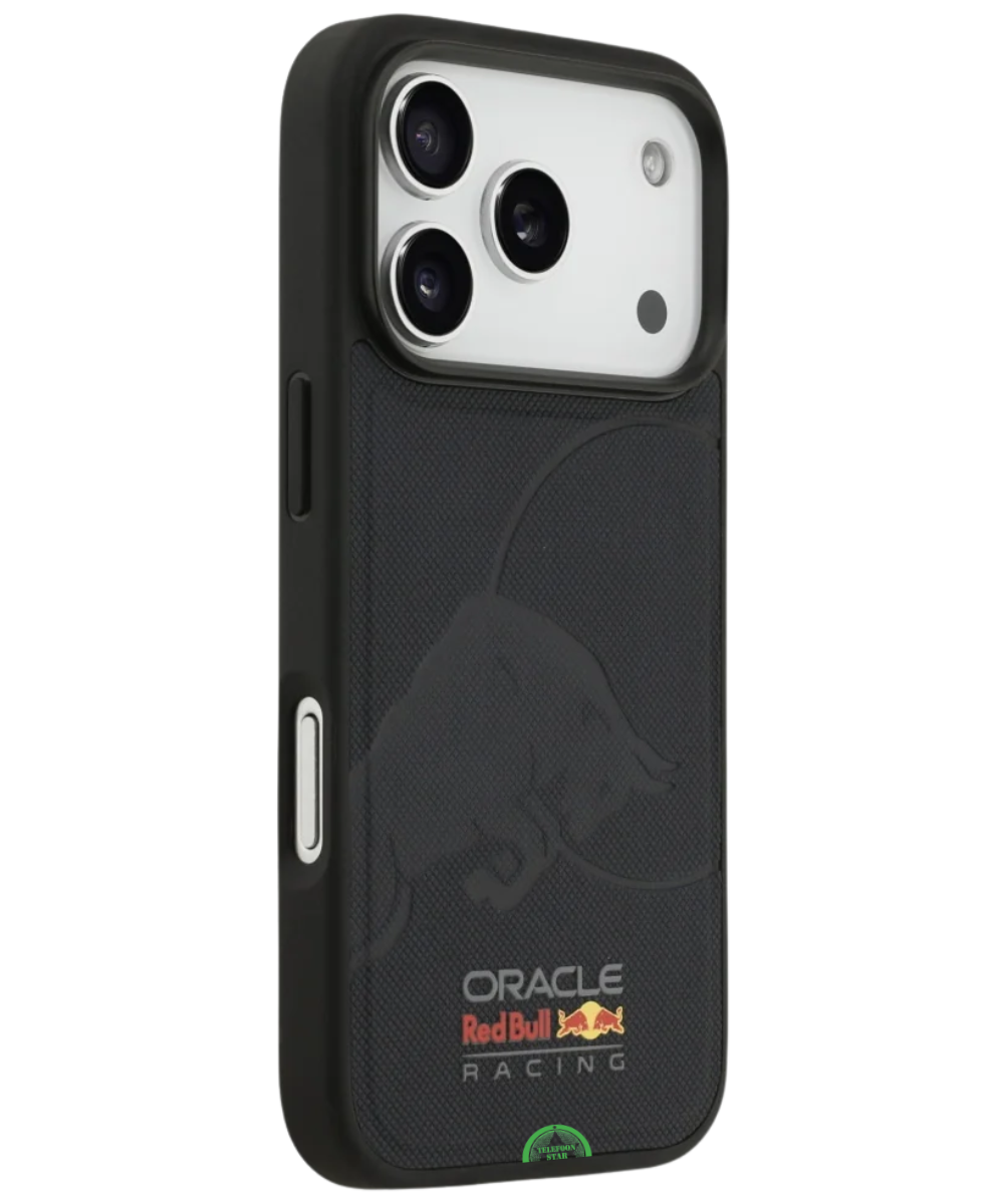 Hoesje voor iPhone 17 Pro Zwart met Sportieve carbon look achterkant
