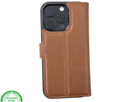 iPhone 16 Pro Insteekhoesje Bruin &ndash; Leren Look &amp; Stijlvolle Bescherming