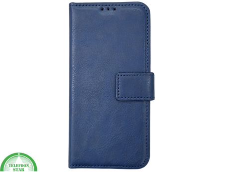 iPhone 16 Pro Max Insteekhoesje Donkerblauw &ndash; Stijlvolle Leren Look met Open Bovenkant