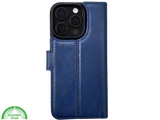 iPhone 16 Pro Max Insteekhoesje Donkerblauw &ndash; Stijlvolle Leren Look met Open Bovenkant