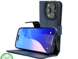 iPhone 16 Pro Insteekhoesje Lichtbruin &ndash; Stijlvolle Leren Look met Open Bovenkant