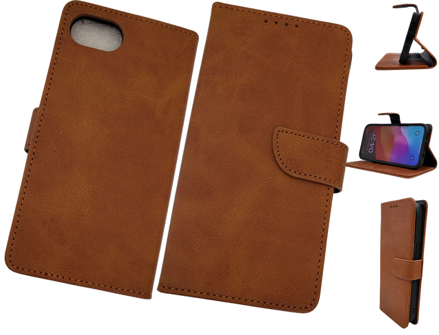 Hoesje voor iPhone 17e Licht bruin Leerlook Wallet Case