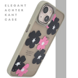 iPhone 13 / 14 Hoesje &ndash; Matgroene Rand met Bloemenprint Zwart/Roze | Telefoonstar