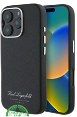iPhone 16 Pro Leren Hoesje &ndash; Zwart | Luxe Bescherming met Tijdloos Design