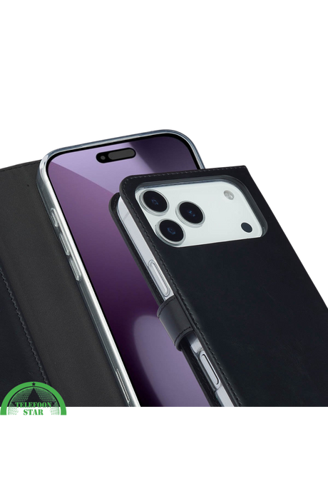Zwarte bookcase Hoesje voor iPhone 17 Pro Max &ndash; Veilig &amp; Praktisch en Kaartvakken | Telefoonstar