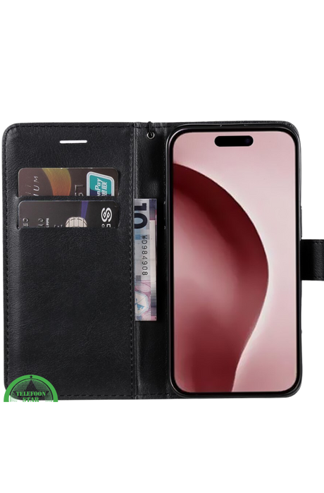 Bookcase Hoesje voor iPhone 16 Pro - Zwart Magnetische sluiting voor veilige bescherming | Telefoonstar