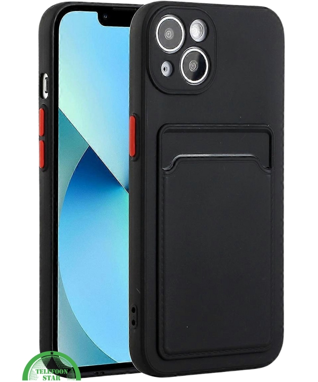 Zwart Transparant Shockproof Hoesje voor iPhone 14 met Kaarthouder &ndash; Praktisch &amp; Supersterk