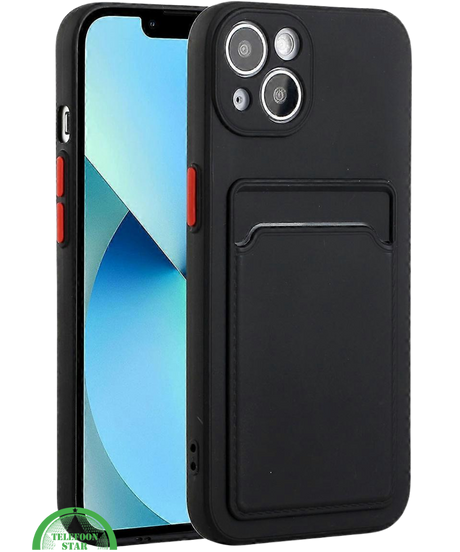 Zwart Transparant Hoesje voor iPhone 13 mini met Kaarthouder, Praktisch
