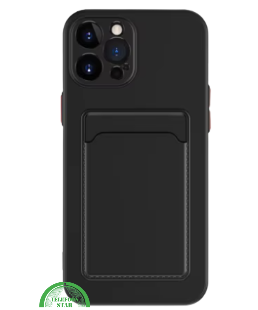 Zwart Hoesje voor iPhone 13 Pro Transparant met Kaartvak, Shockproof, Sterk &amp; Silicone