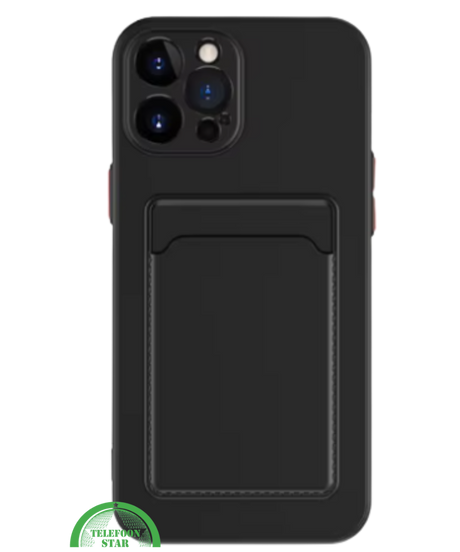 Zwart Hoesje voor iPhone 15 Pro Transparant met Kaartvak, Shockproof, Sterk &amp; Handig Ontwerp